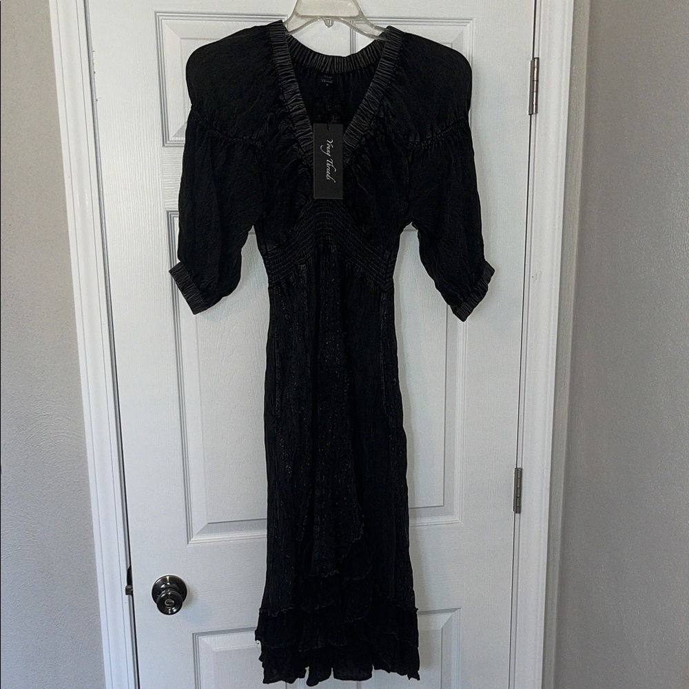 Young Threads Washed Black Midi Dress
